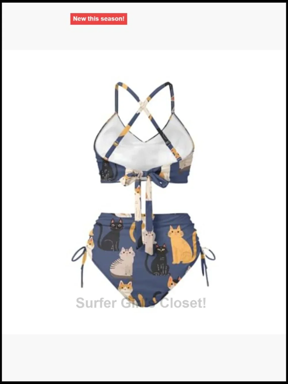 High Waisted Bikini Set Drawstring Tummy Control Two Piece Crisscross Tie Back